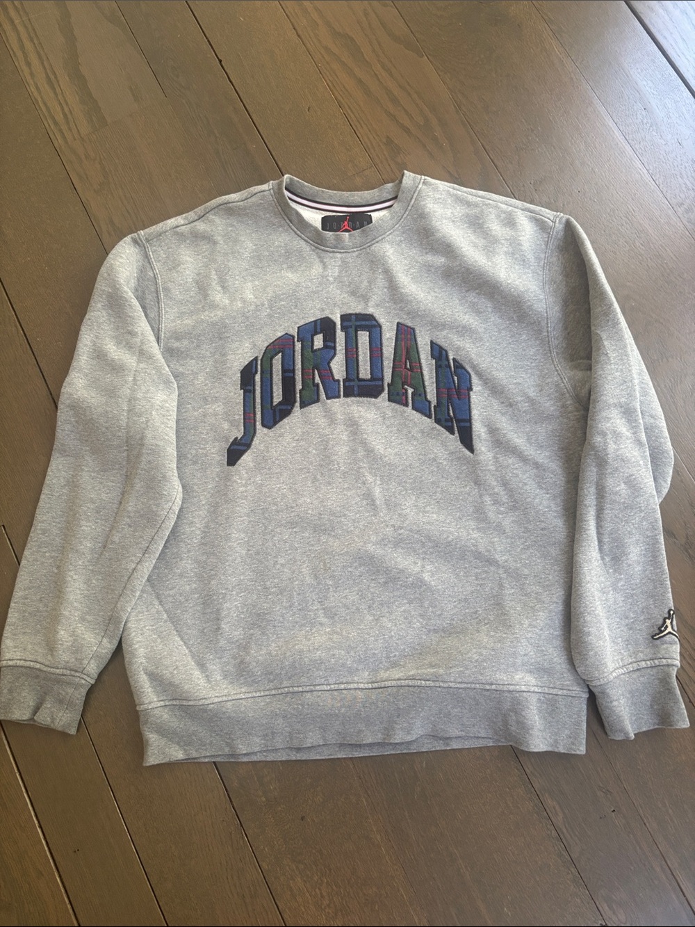 Jordan Crewneck Sweatshirt in Heather Gray with Multicolor Lettering